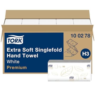 Tork extra weiche Zickzack Papierhandtücher Premium 100278 - H3 Falthandtücher für Zickzack Papierhandtuchspender - besonders saugfähig, 2-lagig, weiß - 15 x 200 Tücher