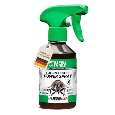 RepellShield® Fliegenspray zur Fliegenabwehr -250ml- Schonendes Fruchtfliegen Spray ideal für Pflanzen, Kästen, Fenster - Innen- & Außenbereich - Deetfrei - Fliegenspray Wohnung & Fliegenfalle