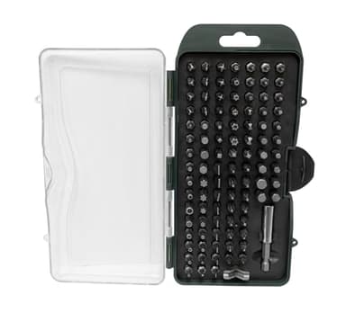 Brüder Mannesmann Bitsatz, 100-teilig - Bit-Set aus Chrom-Vanadium-Stahl - mit allen gängigen Bits, Sicherheitsbits, magnetischem Bithalter und Adaptern - M29892