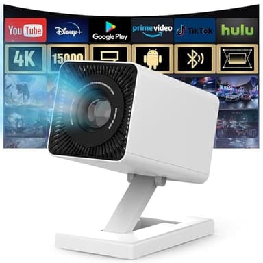 Mini Beamer Unterstützt 4K 1080P, Mini Projektor mit WiFi 6 und Bluetooth 5.4, Tragbarer Projektor mit Auto Keystone, 200-Zoll-Bildschirm, Smarter Beamer, kompatibel mit Laptops, Smartphone und TV