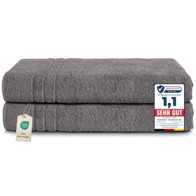Komfortec 2er Saunatuch Set 80x200 cm aus 100% Baumwolle, XXL-Saunatücher, Sauna Handtuch, Weich, Groß, Frottee, Schnelltrocknend, Anthrazit Grau