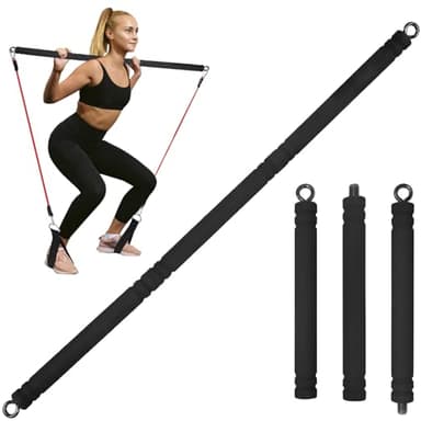 Topfinder Widerstandsbänder Stange, Tragbare Pilates Bar Trainingsstange Resistance Bands Bar für Fitnessbänder Krafttraining Yoga Fitnessgeräte für Zuhause (Schwarz)