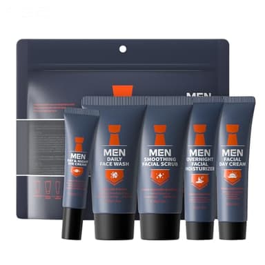 5-teiliges Gesichtspflege Männer Set, Pflegeset Männer mit Gesichtsreiniger,Peeling,Augencreme,Tagescreme&Feuchtigkeitscreme, Skincare Set for Glättet&Reduziert Falten, Perfektes Geschenk für Männer
