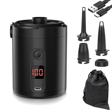 Elektrische Luftpumpe Luftmatratze, Lytool Akku Luftpumpe 5200mAh Wiederaufladbare mit 3 Luftdüsen für Matratze Luftmatratze, Camping, Schlauchboot, Planschbecken Pool Kinder und Schwimmring