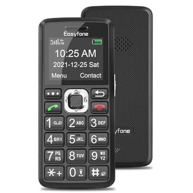 Easyfone T200 4G Tastenhandy ohne Vertrag, Mobiltelefon mit LED-Taschenlampe – FM-Radio – Minispiele - Telefon mit großen Tasten (Schwarz)