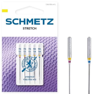 SCHMETZ | 5 Nähmaschinennadeln | Stretch | 130/705 H-S | Nadeldicke 75/11-90/14 | auf jeder gängigen Haushaltsnähmaschine einsetzbar