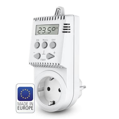 ELEKTROBOCK TS05 Steckerthermostat - Einfach zu Bedienen - Elektrische Heizungen - Infrarotheizung und Heizlüfter - Einstellbarer Temperaturbereich mit Frostschutz