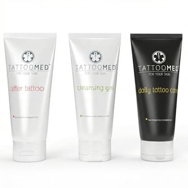 TattooMed Tattoo-Pflege Set, Medizinisches Hautpflegekomplettsystem für tätowierte Haut, 3er Pack (3 x 100 ml)