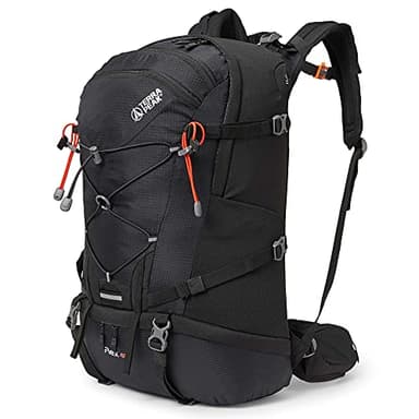 Terra Peak® Premium Wanderrucksack 40L (FLEX 40) für Damen Herren & Erwachsene groß schwarz - Trekking-Rucksack wasserdicht - Daypack Rucksack & Tagesrucksack Trinksystem & Rückenbelüftung zum Wandern