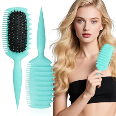 Lockenbürste für Definierte Locken – Antistatische Haarbürste zum Sanften Entwirren und Styling, Ergonomischer Griff, Geeignet für Curly Hair und Naturlocken (Grün)