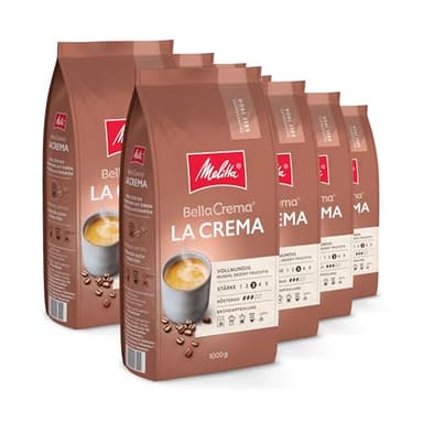 Melitta BellaCrema La Crema Ganze Kaffee-Bohnen 8 x 1kg, ungemahlen, Kaffeebohnen für Kaffee-Vollautomat, mittlere Röstung, geröstet in Deutschland, Stärke 3, im Tray