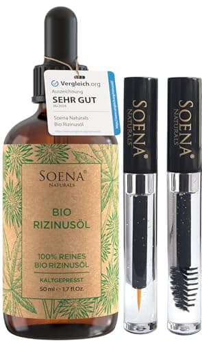 BIO RIZINUSÖL 100% REIN Kaltgepresst | Wimpernfläschen Kit | Für Haare Wimpern Augenbrauen & Haut | Haarwachstum - Haaröl & Gesichtsöl Made in Germany