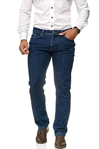 BARBONS Herren Jeans - Regular-Fit Stretch - Hochwertige Straight Jeans Herren Hose - Business Anzug Freizeit Blau 33W / 32L