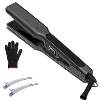 Bestauty Glätteisen 110x40mm: Breit-Keramik-Floatplatten(glatt gleiten), 15 Temperaturen (80-230℃), Dual Voltage (110-240V), Schnell Styling für Lange/Dicke Haare, Schwarz – Geschenkidee für Damen
