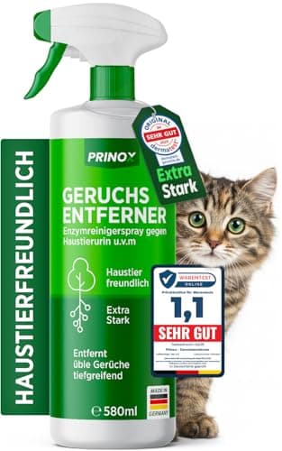 PRINOX Geruchsneutralisierer 580 ml - Enzymreiniger Konzentrat - Geruchsentferner gegen alle Gerüche, wie Katzenurin Geruch auf Sofa, Sessel, Matratze, Auto, Matratze
