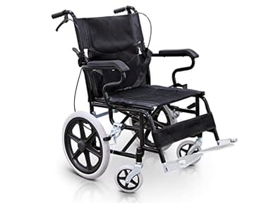 QUIRUMED Klappbarer Rollstuhl für den Transport, Klappbare und abnehmbare Fußstütze, Sitzgurt, Bremsen an den Griffen, bis 120 kg