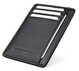 Frentree® Kartenetui aus Leder, Mini Geldbörse mit RFID Schutz und Sichtfenster für EC Karten und Geldscheine, kleines schlankes Portemonnaie Geldbeutel Etui