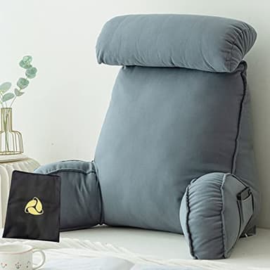 KKAIRA Lesekissen,Rückenkissen mit armlehnen,mit Abnehmbarer Nackenrolle & waschbarem Bezug,Lesen oder Spielen auf dem Bett/Sofa/Boden 75 * 40 * 50CM(Without headrest)