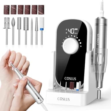 COSLUS Elektrische Nagelfräser 40000 U/min: 6-in-1 Professionell Nagelpflege Set für Gelnägel Acrylnägel Ideal für Salon und Zuhause Mit Gel-Entfernung und Pediküre-Funktion Tragbar und Geräuscharm
