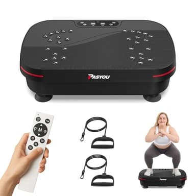 PASYOU Vibrationsplatte Leistungsstarke Testsieger 2025 Vibrationsplattform für Ganzkörpertraining mit Übungsband und Fernbedienung,0-99 Gänge Vibrationsplatte für Heimtraining