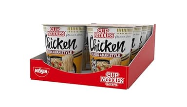 Nissin Cup Noodles – Chicken, 8er Pack, Soup Style Instant-Nudeln japanischer Art, mit Hühnerfleisch-Geschmack & Gemüse, schnell im Becher zubereitet, asiatisches Essen (8 x 63 g)