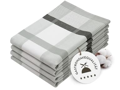 ZOLLNER 4er Set Geschirrtücher Baumwolle in 50x70 cm - saugstarke und robuste Küchentücher - waschbar bis 60°C – in grau kariert - Gastronomiequalität - Oeko Tex® Zertifiziert