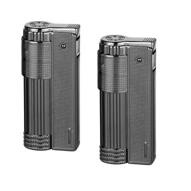 Benzinfeuerzeug | 2er Set | Retro Klassiker Vintage Metall Feuerzeug | Outdoor | Sturmfeuerzeug (Anthrazit (2er Set))