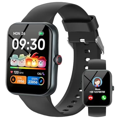 Smartwatch Kinder Fitness Tracker, 1,83"HD Kinder Smartwatch für Mädchen Jungen Teens mit Schrittzähler IP68 Wasserdicht 120 Sportmodi Schlafmonitor Wecker, Fitness Tracker Uhr für 5-16 Jahren Schwarz