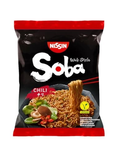 Nissin Bag Noodles Soba – Chili, 9er Pack, Wok Style Instant-Nudeln japanischer Art, mit Chili-Sauce, schnelle Zubereitung, asiatisches Essen (9 x 111 g)