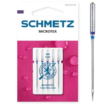SCHMETZ | 5 Nähmaschinennadeln | Microtex | 130/705 H-M | Nadeldicke 80/12 | Geeignet für besonders dichtes oder feines Gewebe | auf jeder gängigen Haushaltsnähmaschine einsetzbar
