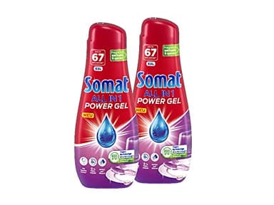 Somat All in 1 Power Gel (2x67 Spülgänge), Geschirrspülmittel für kraftvolle Reinigung und strahlend sauberes Geschirr, sogar im Eco-Programm & bei niedrigen Temperaturen