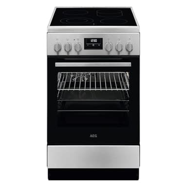 AEG Standherd mit Glaskeramik-Kochfeld 50cm, A, 1 Paar Teleskopschienen, Bräter- und Mehrkreiskochzone, Grill, Edelstahl mit Antifingerprint, CCB544OCBM