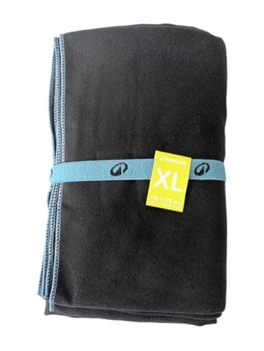 Generisch Nabaiji Mikrofaser-Handtuch Badetuch XL, 110 x 175 cm, Schwarz mit Blauer Kante