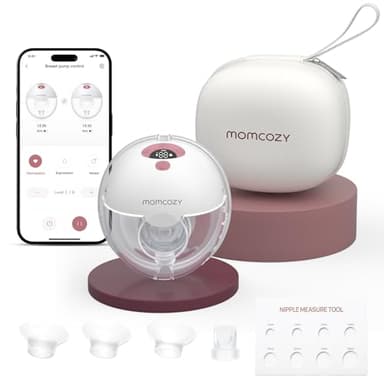 Momcozy M5 Smart Milchpumpe Elektrische, App-Steuerung Milchpumpen handsfree, tragbare Doppel Brustpumpen mit Babymund Doppelgedichtete Brusthaube mit 3 Modi und 9 Stufen - 1 Pack, Rot