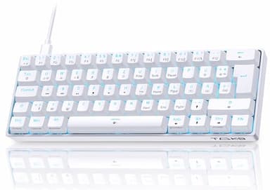 TMKB T61SE Gaming Mechanische Tastatur mit Deutsches QWERTZ Layout,Rote Schalter,weiße