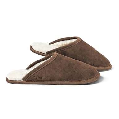 Fellhof Lammfell Hausschuh TRENDY Damen Herren Fell Pantoffeln für Winter & Sommer Hausschuhe aus ECHTEM Lammfell Naturprodukt atmungsaktiv (42/43 Chocolate)