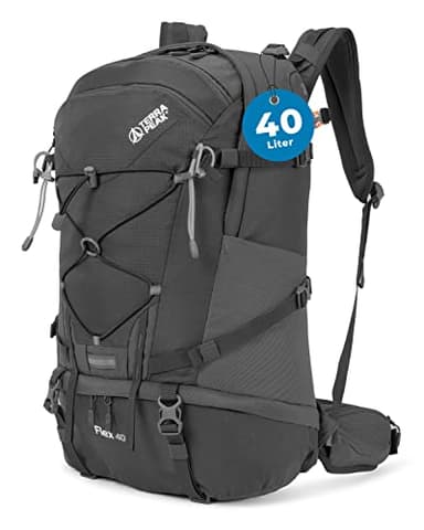 Terra Peak® Premium Wanderrucksack 40L (FLEX 40) für Damen Herren & Erwachsene groß grau - Trekking-Rucksack wasserdicht - Daypack Rucksack & Tagesrucksack Trinksystem & Rückenbelüftung zum Wandern