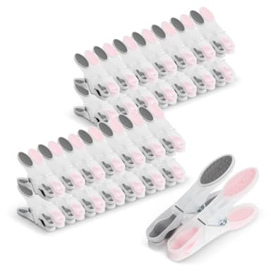 Romon Wäscheklammern, 60 Stück Wäscheklammer Handtuchklemmen Kluppen Sockenklammern Klammern aus stabilem Kunststoff mit Soft-Grip Bereich für Wäsche Hosen T Shirts Unterwäsche Socke Handtuch