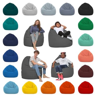 HomeIdeal - Sitzsack XXL Bodenkissen für Erwachsene & Kinder - Geeignet für Gaming oder Entspannen - Indoor wie Outdoor da er Wasserfest ist - mit EPS Perlen, Farbe:Anthrazit, Größe:XXL