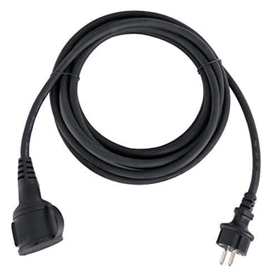 Stagecaptain PSPEXT-2.5 Verlängerungskabel - Länge: 2,5m - Schutzklasse IP44 - H07RN-F Kabel (3X 1,5 mm²) - Gummiummantelt - Mit Kindersicherung und Abdeckkappe - Schwarz