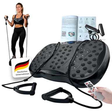 W.1.0 Vibrationsplatte 4D PRO – Vibrationsboard für Muskelaufbau, Abnehmen & Ganzkörpertraining | 120 Stufen | leiser Motor | 150 kg | Rüttelplatte mit Fernbedienung & Bändern | Fitnessgerät Zuhause