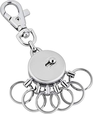 Jadani Schlüsselanhänger aus Metall - mit Karabinerhaken - 6 ausklinkbare Ringe