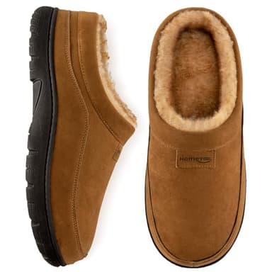 HomeTop Herren Mokassin Hausschuhe Weiche Warme Rutschfeste Memory Schaumstoff Innen Pantoffeln mit flauschigem Futter Kastanie,44-45 EU