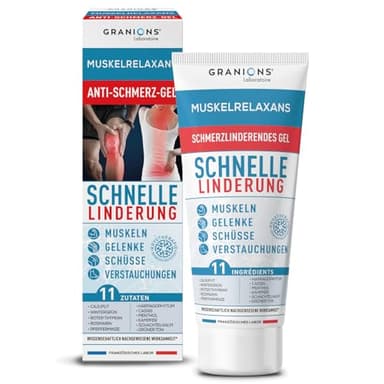 Muskelentspannendes Gel, gegen Schmerzen, Schnelle Linderung von Gelenk, Muskel, posttraumatischen Schmerzen, 11 Wirkstoffe, Kälteeffekt, Ab 7 Jahren, Granions