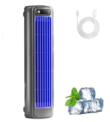 Cooling Ace Tragbare Klimaanlage, Mini-Klimaanlage, leiser Lüfter mit 3 Geschwindigkeiten & LED-Touchscreen, USB-Aufladung, kleiner Desktop-Turmventilator für Zuhause, Büro, Zimmer, Reisen (Grau)