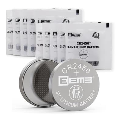 EEMB 10 Stück Batterie CR2450 Knopfzelle 3V 2450 Knopfzelle 3V Lithium DL2450 ECR2450 BR2450 für OOONO Uhren Teelichter Duftkerzen Alarmanlagen Autoschlüsselanhänger Fernbedienungen Taschenrechner