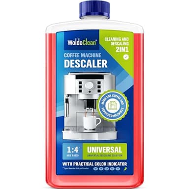 WoldoClean 2in1 Entkalker & Reiniger für Kaffeevollautomaten - Flüssigentkalker für Kaffeemaschinen, mit Farbindikator, 750 ml für 6 Anwendungen