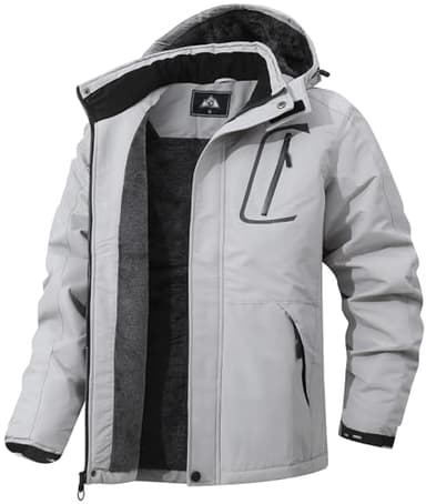 MAOYSSEN Herren Winter Skijacke wasserdichte winddichte atmungsaktive Jacke mit Fleecefutter abnehmbare Kapuze dicke Softshelljacke