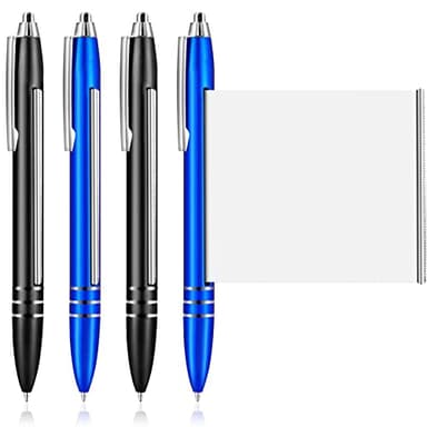 4 Stück Kugelschreiber mit Spickzettel,Spicker Stift,Schneider Kugelschreiber mit Spickzettel Einziehbare,Ersatzminen,für Student Abschluss,Büro,Schule (Blau,Schwarz)