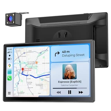 Krunia 9" Drahtloses Tragbares 60FPS Car Play Display für Apple CarPlay & Android Auto, Magnetische Halterung, OTA, Hoch- und Querformat, Rückfahrkamera, Bluetooth, Sprachsteuerung, GPS Navigation